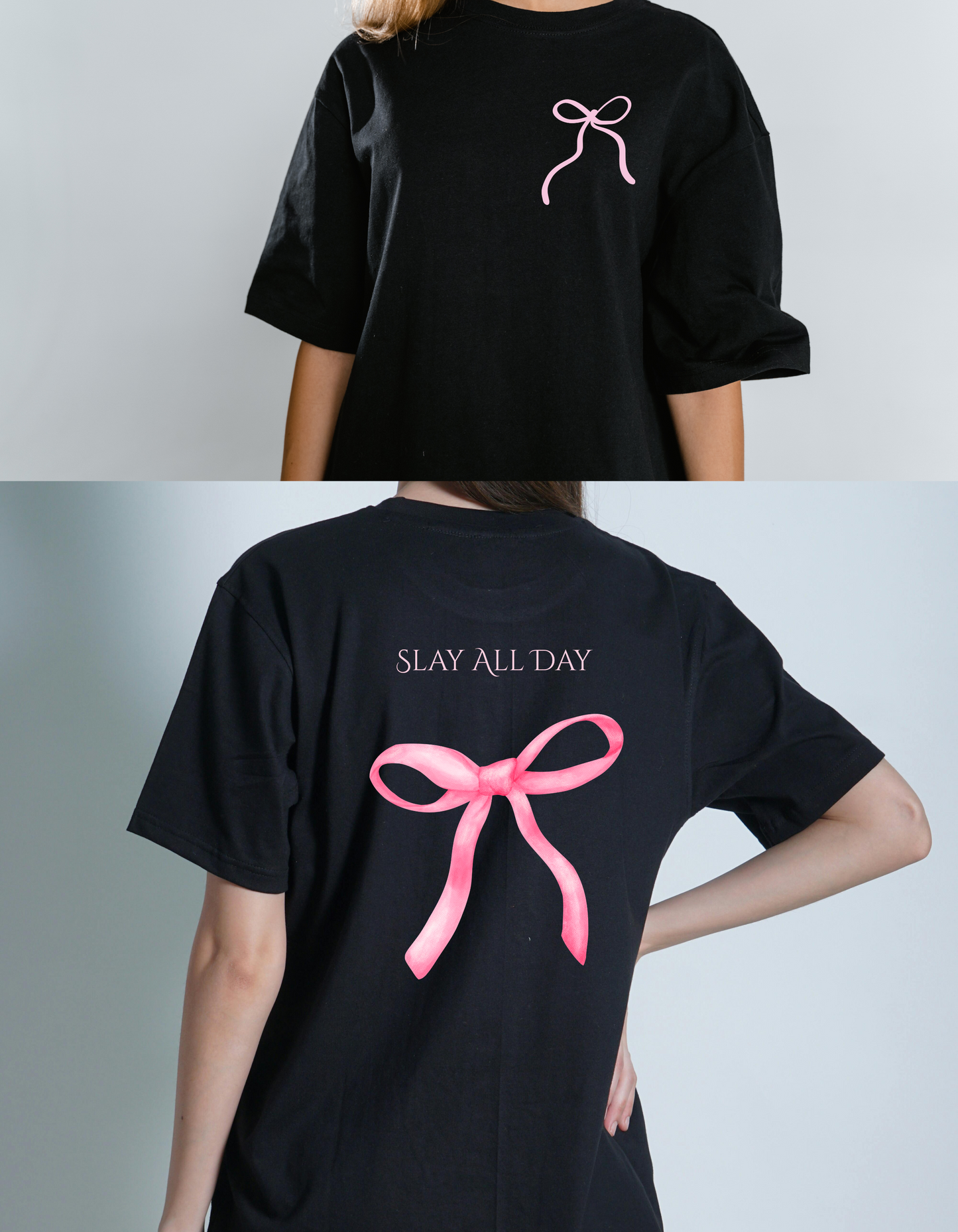 Classic Oversized Pink Bow T-Shirt