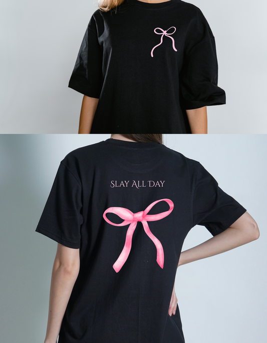 Classic Oversized Pink Bow T-Shirt